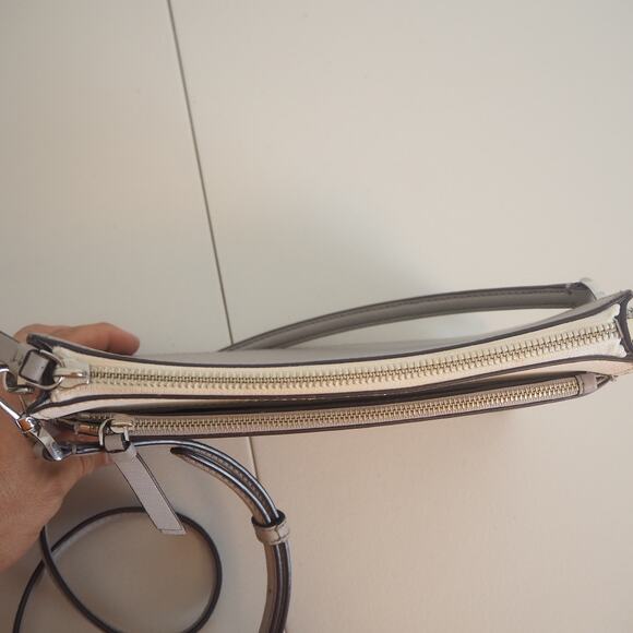 Kate Spade Cameron Double Zip Gray Leather Adjustable Crossbody Bag Purse - Picture 13 of 14